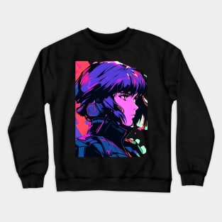 Cybernetic Journeys: Ghost in the Shell Aesthetics, Techno-Thriller Manga, and Mind-Bending Cyber Warfare Art Crewneck Sweatshirt